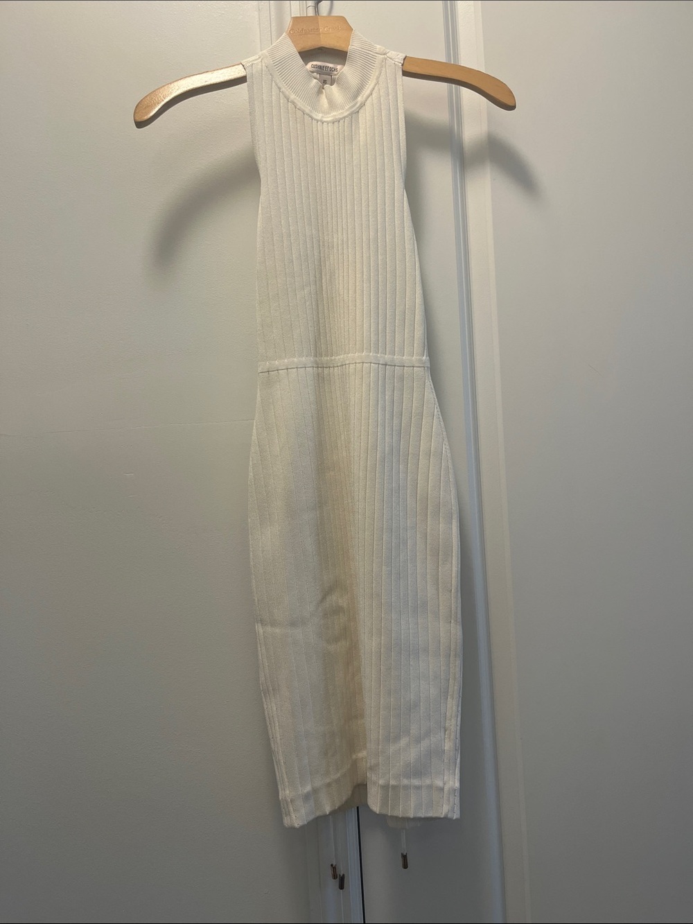 Sleeveless Ribbed Mini Dress in Cream